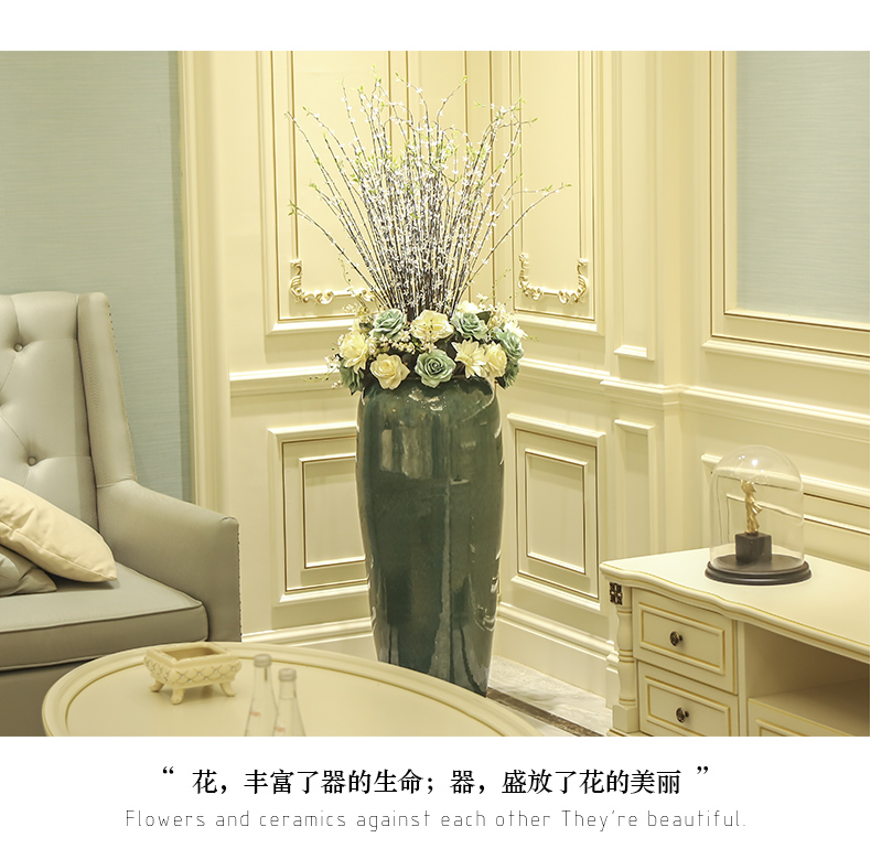 Jingdezhen ceramic landing big Chinese vase sitting room hotel club flower flower implement simulation floral arrangements furnishing articles