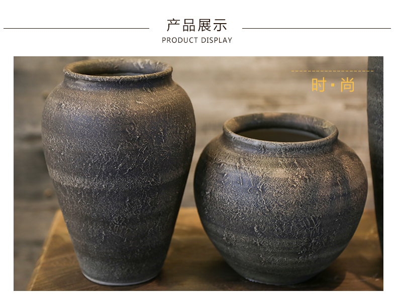 Jingdezhen ceramic craft simple Chinese style restoring ancient ways is coarse pottery vase nostalgic flower implement simulation flowers floral decoration furnishing articles
