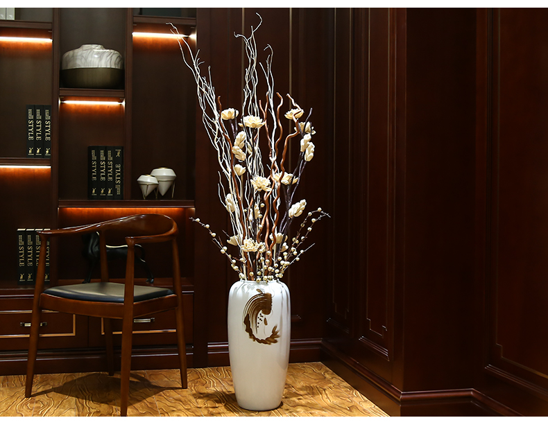 Jingdezhen ceramic simulation of large vase dried flowers of dry flower decoration in the sitting room porch decoration of the new Chinese style furnishing articles