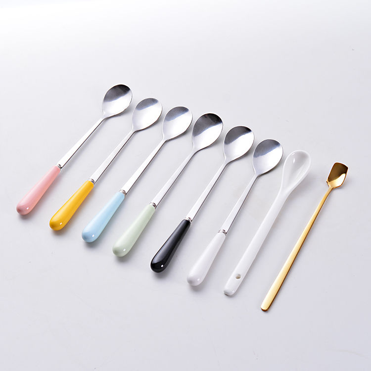 Nắp gốm nắp cốc nắp cốc nắp cốc bằng thìa inox muỗng kim loại muỗng - Tách bình nước thủy tinh 500ml