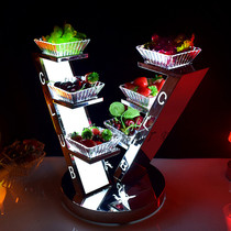 Custom luminous fruit plate snack plate bar led rechargeable KTV snack platter V-shaped rechargeable