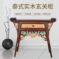 Thai solid wood porch cabinet retro porch partition cabinet decoration cabinet living room table furniture residential living room cabinet