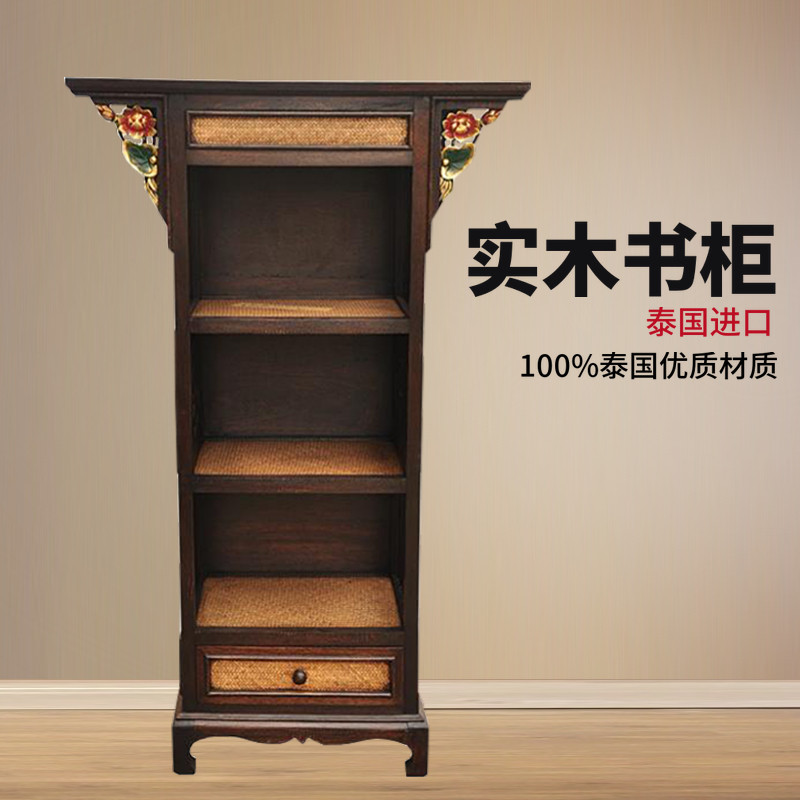 Thai crafts solid wood carving display cabinet living room porch decoration bookcase wine cabinet wine rack bookshelf cabinet drawer cabinet