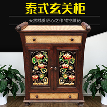 Thai crafts handmade solid wood carved cabinet porch cabinet TV cabinet shoe cabinet lockers Southeast Asia home accessories