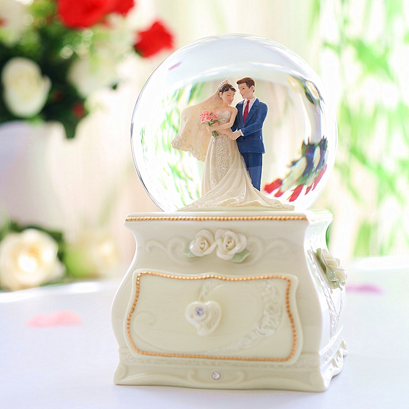 JARLL Zaner wedding water crystal ball eight-tone box music ring box girlfriends wedding girlfriend special birthday present