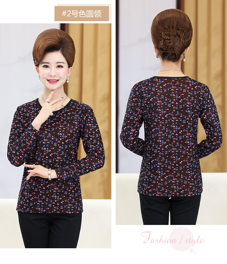 Phụ nữ trung niên mùa thu đông cộng với áo thun nhung dài tay áo sơ mi mẹ tải 40-50 tuổi quần áo mùa thu bà nội đồ lót nhiệt váy cho người trung tuổi
