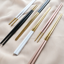 Household high-grade 304 stainless steel chopsticks European light luxury a pair of chopsticks luxury single non-slip anti-mold chopsticks