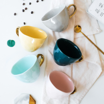 European small luxury ceramic cup home simple art mug Breakfast Milk Cup coffee cup student Cup