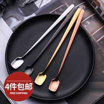 Japanese style 304 stainless steel dessert spoon coffee long handle mixing spoon fruit yogurt soup spoon Western baby spoon