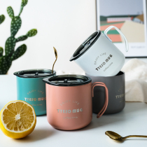 Nordic industrial vintage coffee cup golden water Cup household 304 stainless steel double mug cup with lid