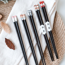 Chopstick Day Style Home Creative Personality Cute Pointed Wood Chopsticks Solid Wood 5 Double Fit Non-slip High Temperature Resistant Couple Chopsticks