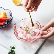Japanese cherry blossom embossed glass bowl ice cream bowl sugar water bowl yogurt oatmeal bowl birds nest bowl Bowl girl for dessert