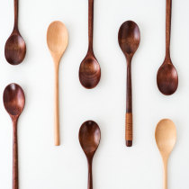 Creative day style wood long handle spoon for home eating and drinking porridge soup spoon round spoon wood coffee stirring spoon sweet spoon