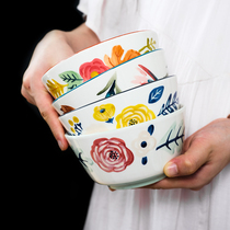 Home European-style hand-painted ceramic bowls creative personality good-looking breakfast rice bowls fruit salad bowls noodles bowl soup bowls dishes