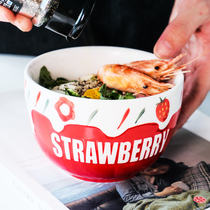 ins ceramic bowl cute girl Heart Fruit Salad Bowl home breakfast oatmeal bowl strawberry bowl steamed egg bowl rice bowl