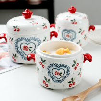 Japanese household small stew cup water stew inner liner ceramic with lid stew bowl stew complementary food small soup cup steamed egg bowl