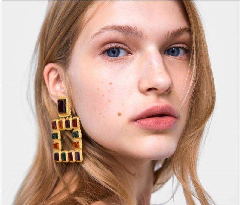 Crystal fringed earrings with alloy inlay drills crystal runner earrings