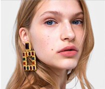 Crystal fringed earrings with alloy inlay drills水晶流苏耳环