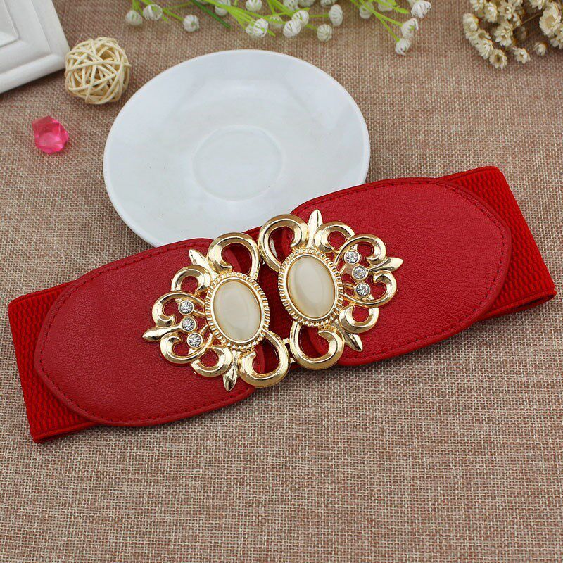 Lady Fashion decoration Korean version tightness foreign dress belt sweet and wide coarse waist seal female pink white red