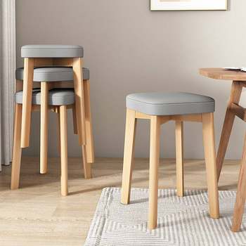 Nordic small stool household technology cloth chair living room stackable storage simple solid wood dressing stool square stool