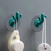 Creative cute cactus adhesive hook strong viscose home bathroom non-punch kitchen wall hanging unscented door rear hook