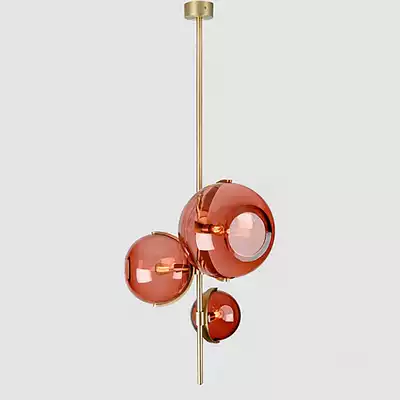 Nordic creative red glass chandelier personality bedroom dining room bar living room designer fashion cafe lamps