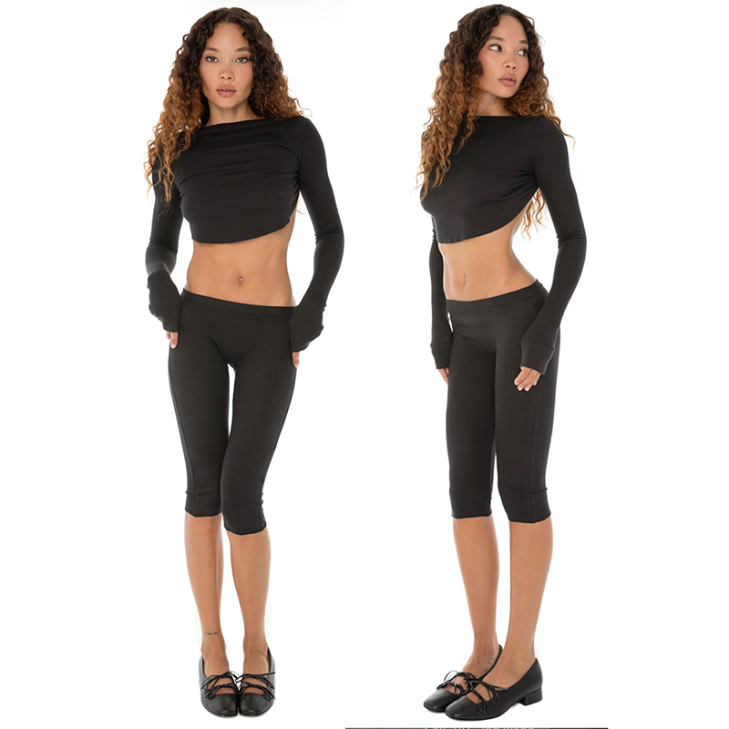 Low-Waisted Stretchy Tight-Fitting Leggings Mid-Length Pants