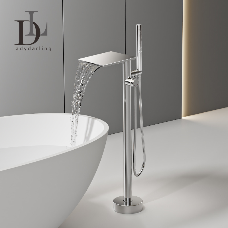 German Ladydarling Bathtub Waterfall Faucet Floor-Standing Faucet Shower Head Rotatable