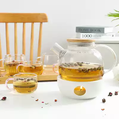 Nordic heat-resistant glass tea pot candle heating flower tea set fruit tea pot set afternoon tea candle teapot