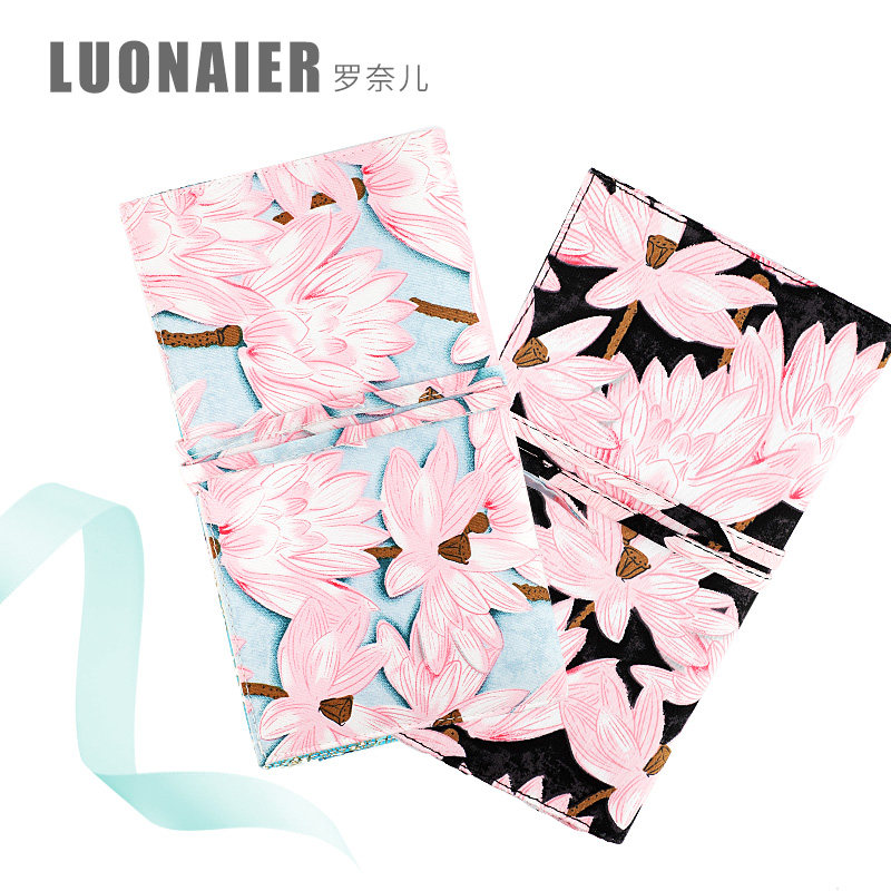 Ronel lotus series makeup brush storage bag Brush bag makeup bag 12 holes makeup tool bag Soft cloth bag