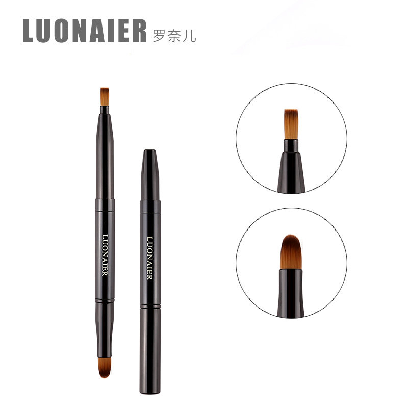 Ronaldo Portable Double Head Brush Lipstick Brush Concealer Brush Body Brush Scanning Flat Head Cover Makeup Brush