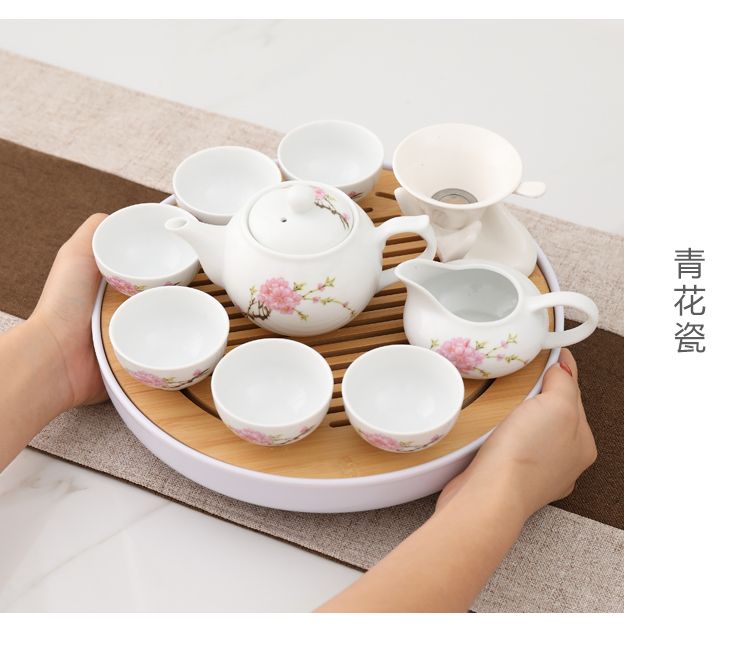 A complete set of white porcelain kung fu chaoshan simple ceramic tea set suit modern home sitting room tea tray teapot teacup