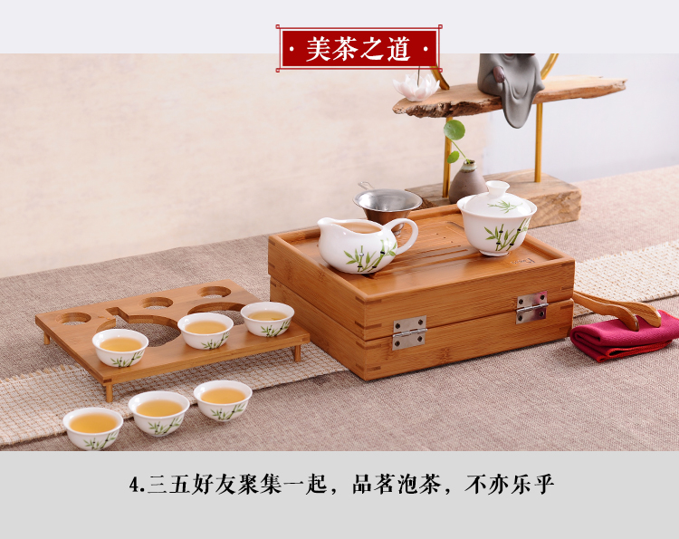 Portable folding boxes travel kung fu tea set is suing the car travel office hotel bamboo tea tray