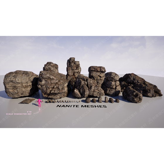 Ue Unreal-Stone and Rock Models-Rocks Vol.1-Snow, Wetness, Moss (Nanite)