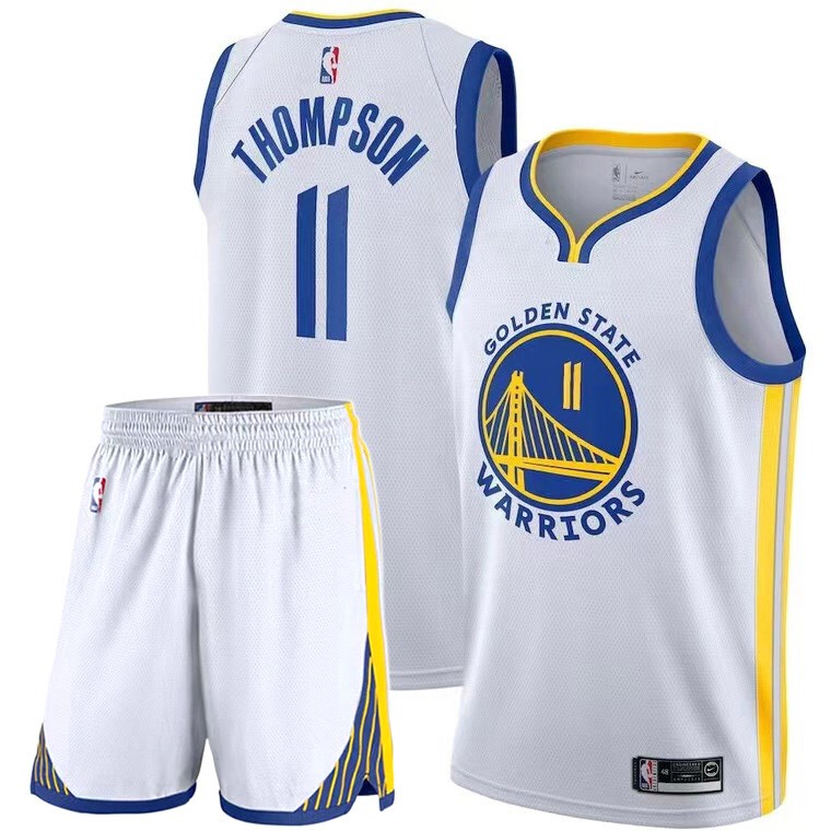 Warriors Klay Thompson Jersey No. 11 75Th Anniversary Black City Edition White Blue Basketball Uniform Set Top