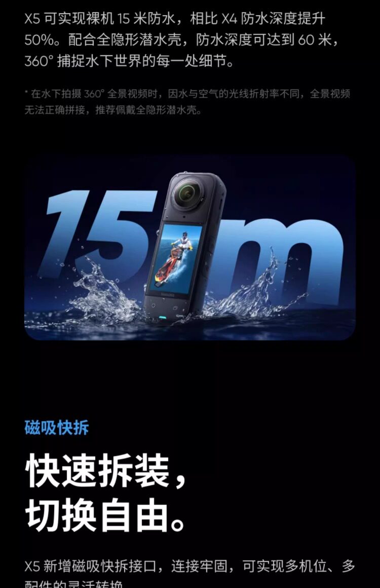 Shadow Stone Insta360 x5 панорамный движение камера дайвинг мотоцикл верховая езда Стабилизация водонепроницаемый 8K видео-съёмка высокого разрешения машина 