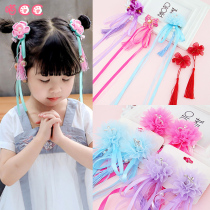 Girls retro tassel hairclip children ancient style hair card does not hurt hair clip baby super fairy Hanfu headwear hair accessories