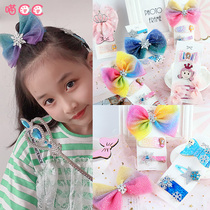 Frozen 2 Cute princess cartoon hairclip girl mesh bow hair jewelry headgear child hairpin clip