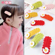 Children Daisy wool flower BB clip Korean girl fresh hairclip clip baby banger clip side clip headgear
