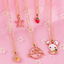 Childrens necklace hanging neck fresh small flower neck chain girl ins cold wind Korean Princess jewelry does not fade