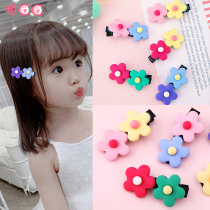 Childrens Hyuna color double flower hairclip Korean version of the girl does not hurt the hair edge clip bangs clip baby headwear hair accessories clip