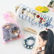 Pearl double hair rope simple female hair holster Korean version of net red high elastic head rope cute ponytail headgear