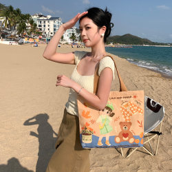 ຄວາມອາດສາມາດຂະຫນາດໃຫຍ່ Tote Canvas Bag 2024 ແມ່ຍິງໃຫມ່ Zipper Strong Cloth Bag Work Shoulder Commuting Bag Handbag