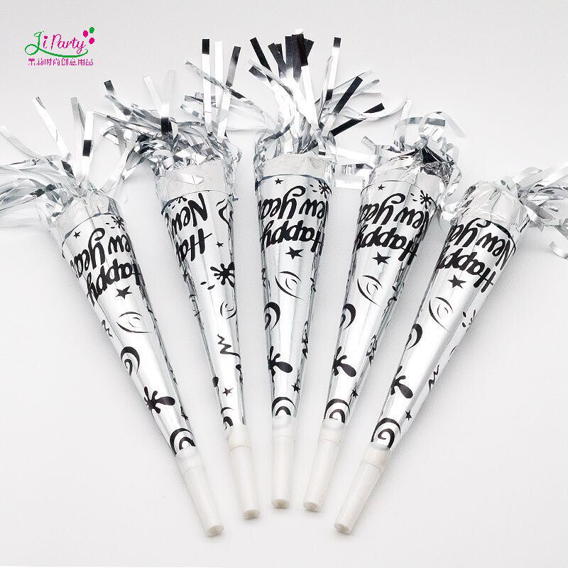 Jasmine Party) Laser paper tassel whistle Happyny with sound horn New Year's Day photo props 6