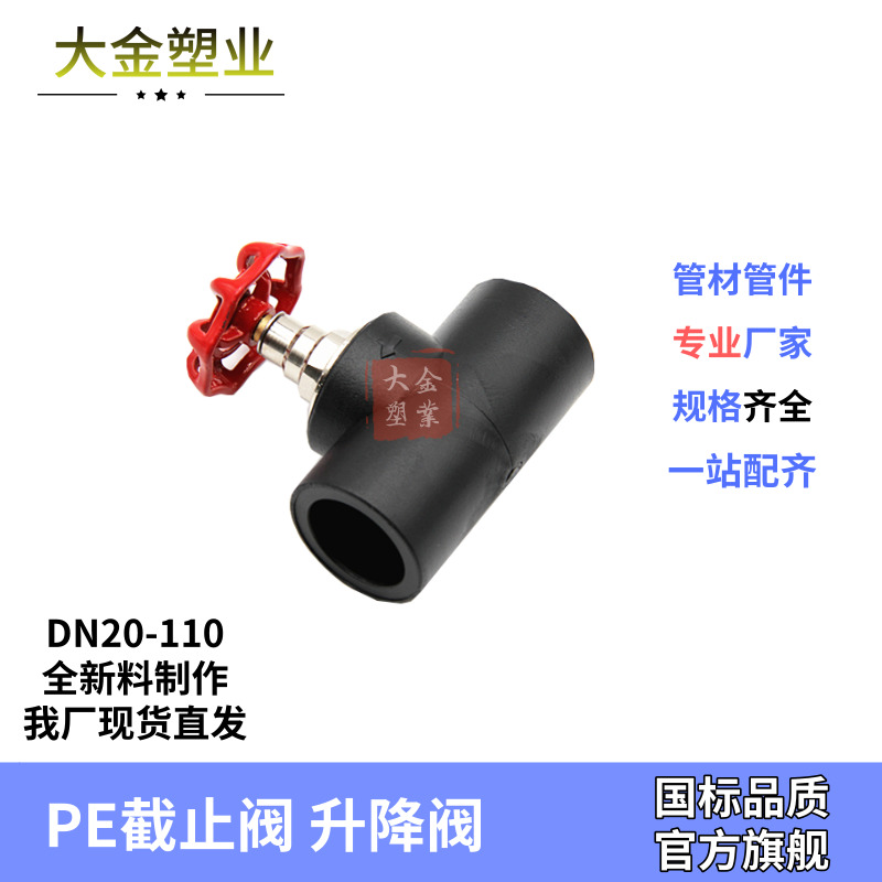 PE pipe fittings water pipe switch valve lift copper core 110 stop valve DN20 25 32 40 50 63 75 90