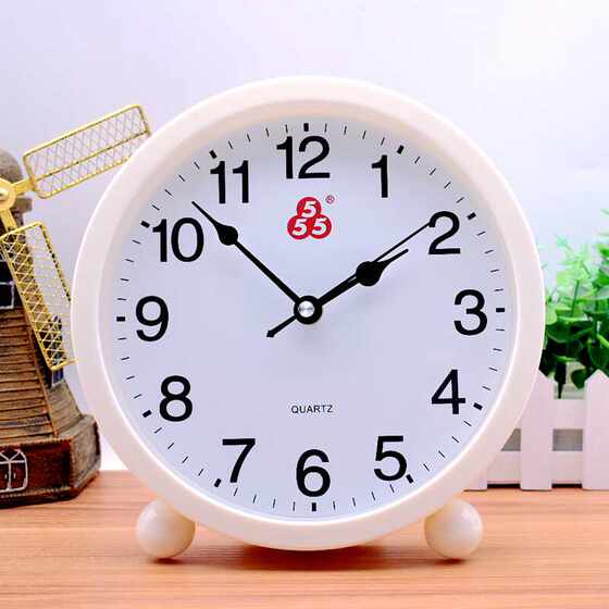 Shanghai Table Clock for Living Room and Bedroom, Home-Use Desktop Silent Clock, Creative Digital Fashion Large-Character Clock for the Elderly