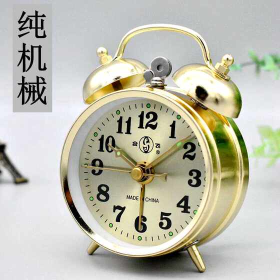 Metal Vintage Wind-Up Mechanical Alarm Clock with Loud Bell Sound, Metal Movement, Chicken Eating Rice, Nostalgic Retro Bell Clock, Horseshoe Clock