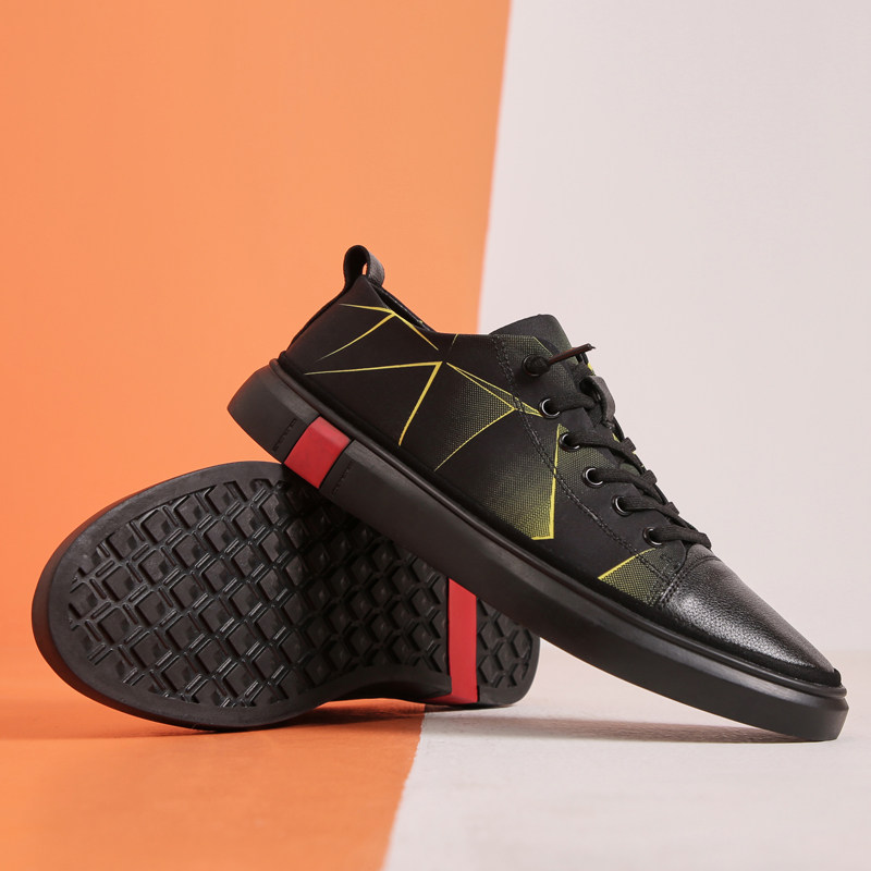 Septwolves 2021 new printed cloth casual Korean version of the trend all-match shoes men's leather sneakers trendy shoes