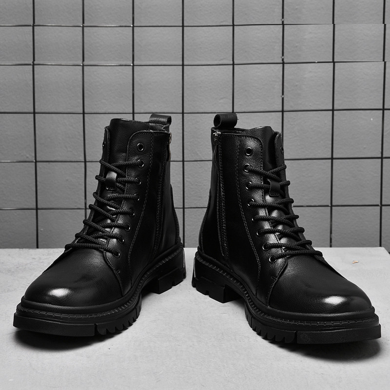 Seven Wolves Black Martin Boots Man High Cylinder Martin Shoes 2021 New Leather Boots Men's Shoes Snowy Boots Frock Shoes
