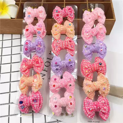 Korean version of hair accessories children's single full diamond bow hairpin fabric edge clip pressure clip Yiwu small commodity jewelry supply